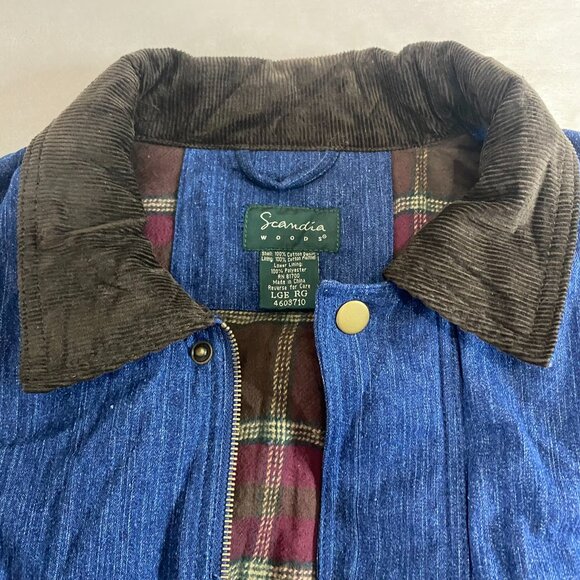 Scandia Woods Button Zip Chambray Corduroy Jacket Plaid Flannel Quilted Lining L - Picture 7 of 16